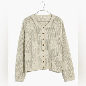 NWT Madewell Floral Open-Stitch Cardigan Sweater size XL